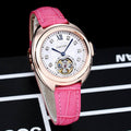 Women's Rose Gold Tourbillon Watch with Pink Leather Strap