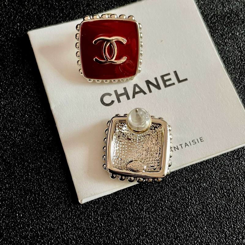 Chanel Earrings Red Gold