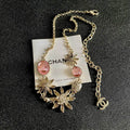 Chanel Flower Statement Necklace with Pink Stone Accents