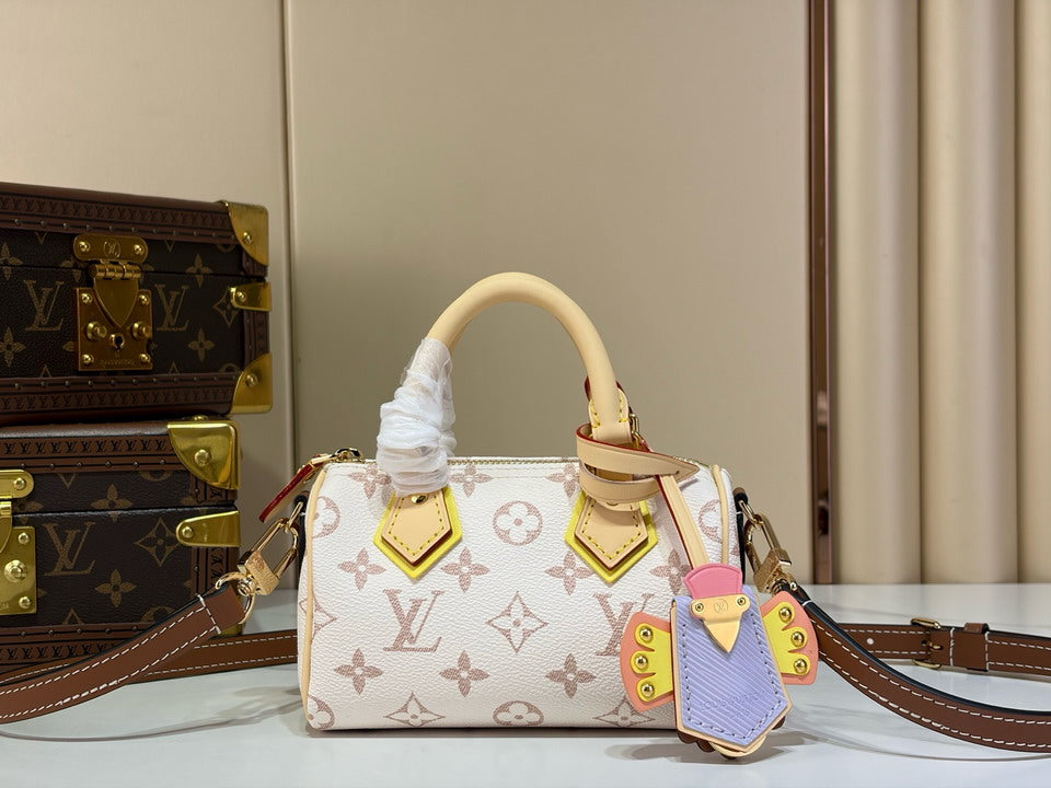 Louis Vuitton Monogram Canvas Top-Handle Handbag with Shoulder Strap, White