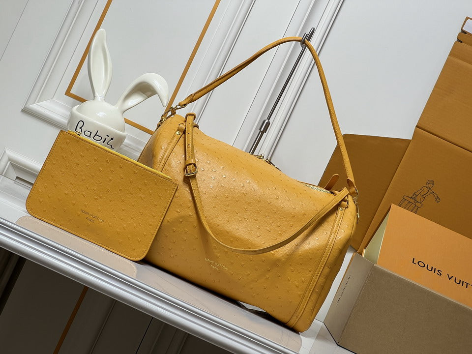 Louis Vuitton Ostrich Embossed Leather Shoulder Bag Set – Yellow