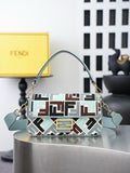 Fendi Monogram Baguette Shoulder Bag - Pastel Blue Multicolour