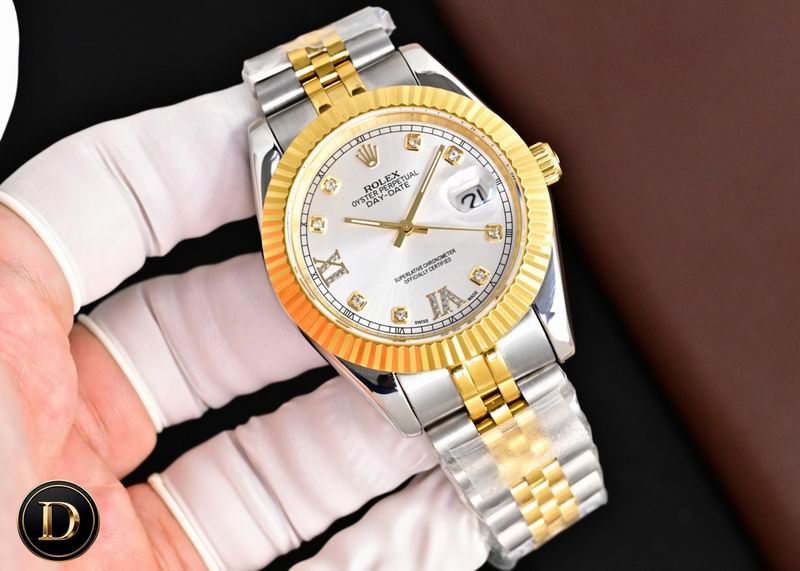 Rolex Day-Date Two-Tone Watch with Silver Dial